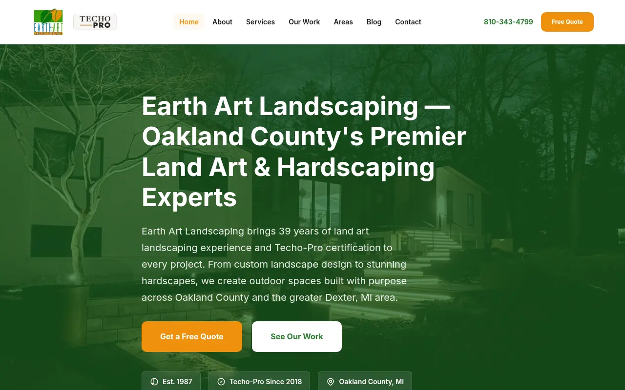 Earth Art Landscaping website — $300K revenue in 60 days