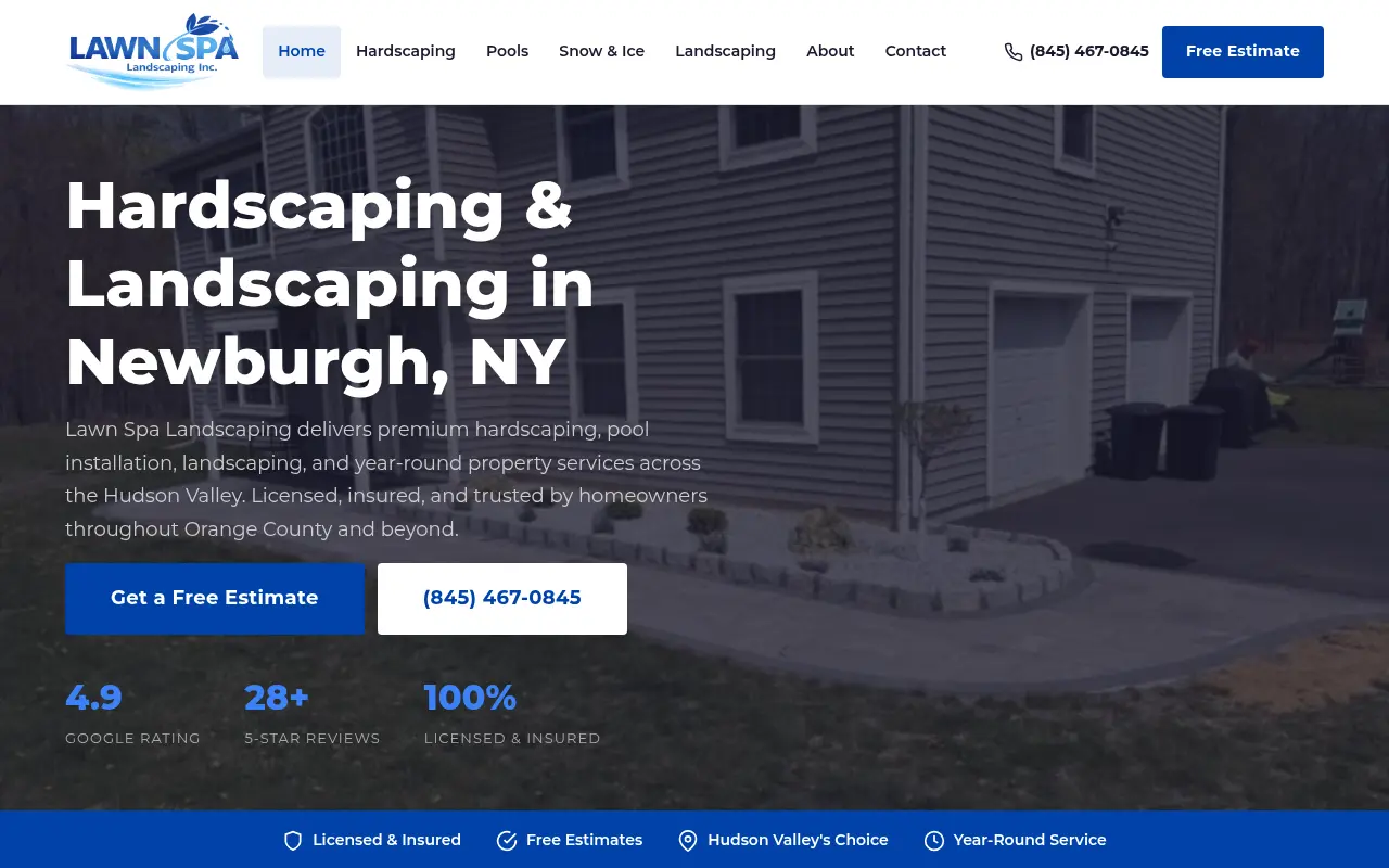 Lawn Spa Landscaping website — 68 keywords ranking, PageSpeed 86